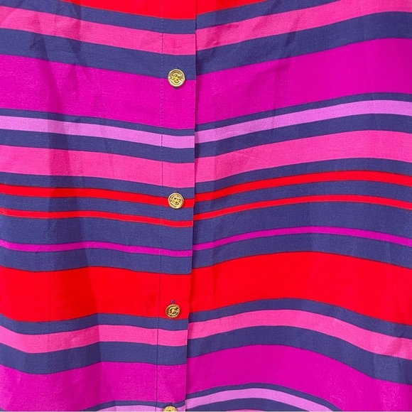 C Wonder stripped silk button down dress top size M, Red, Purple, Blue, Pink. - Picture 9 of 16